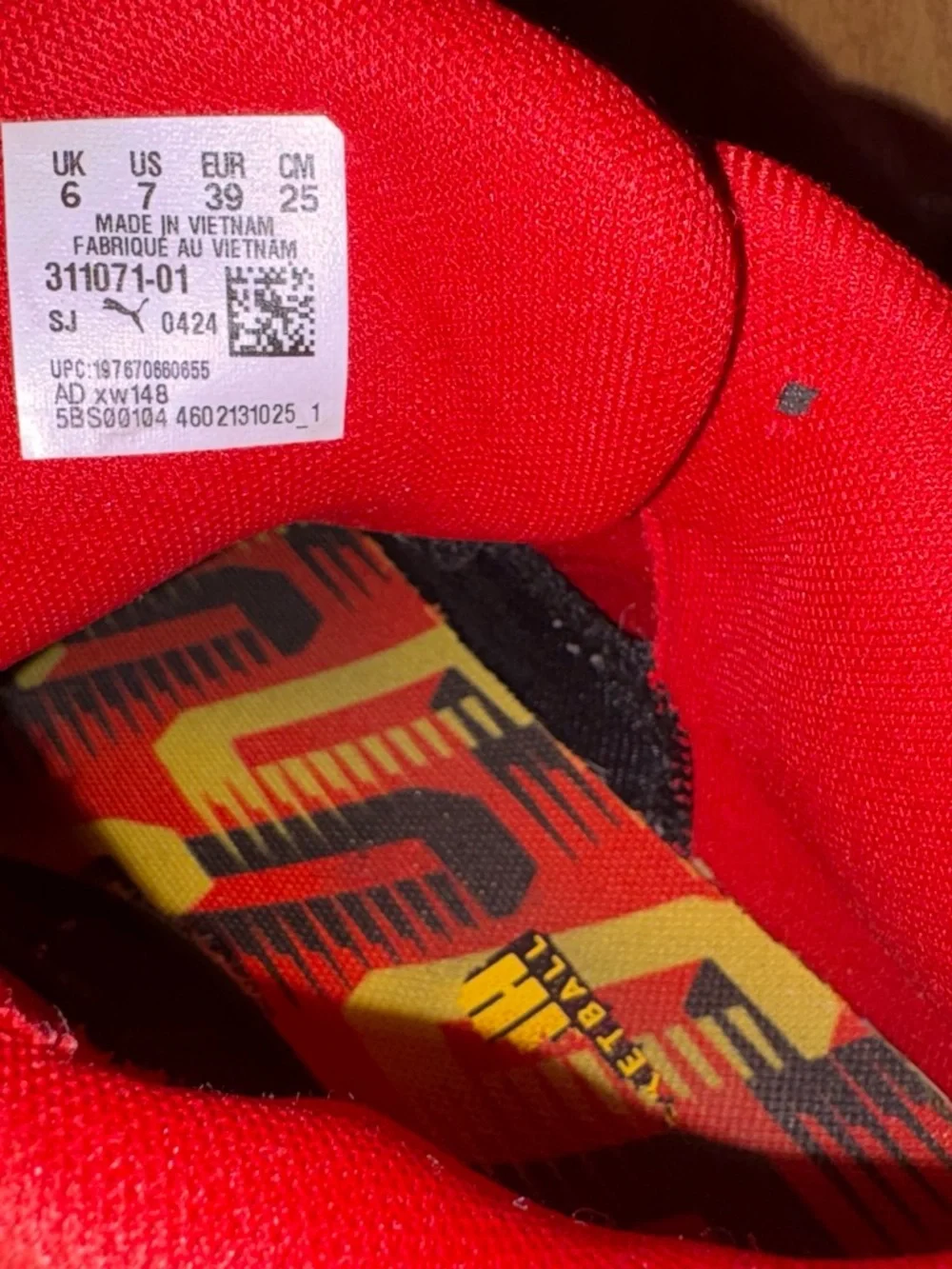 Puma Kids Red Sneakers with Yellow Accent